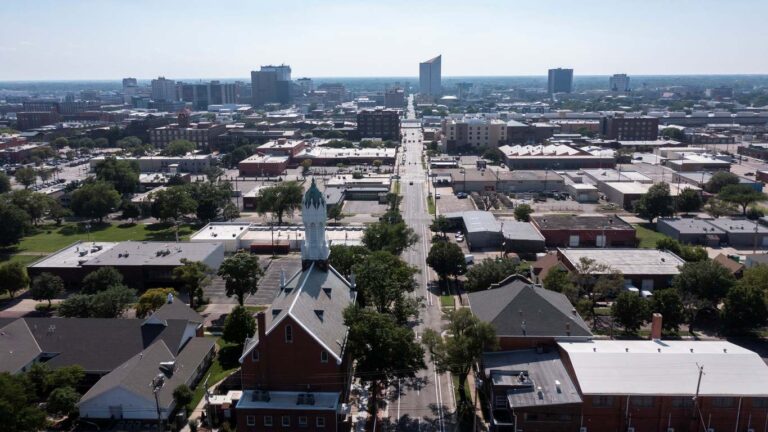 Old Town neighborhood in Wichita, KS, on a bright, sunny day.